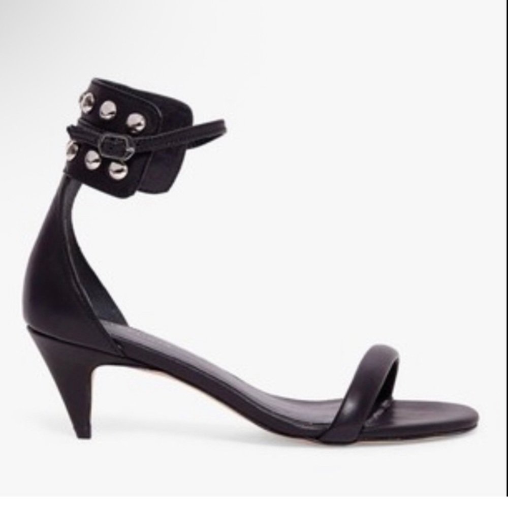All Saints Evie Studded Black Leather Kitten Heels 8.5